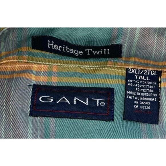 GANT Gold Yellow Nantucket Poplin Check Button Down Shirt Size 2XLT - Picture 4 of 9